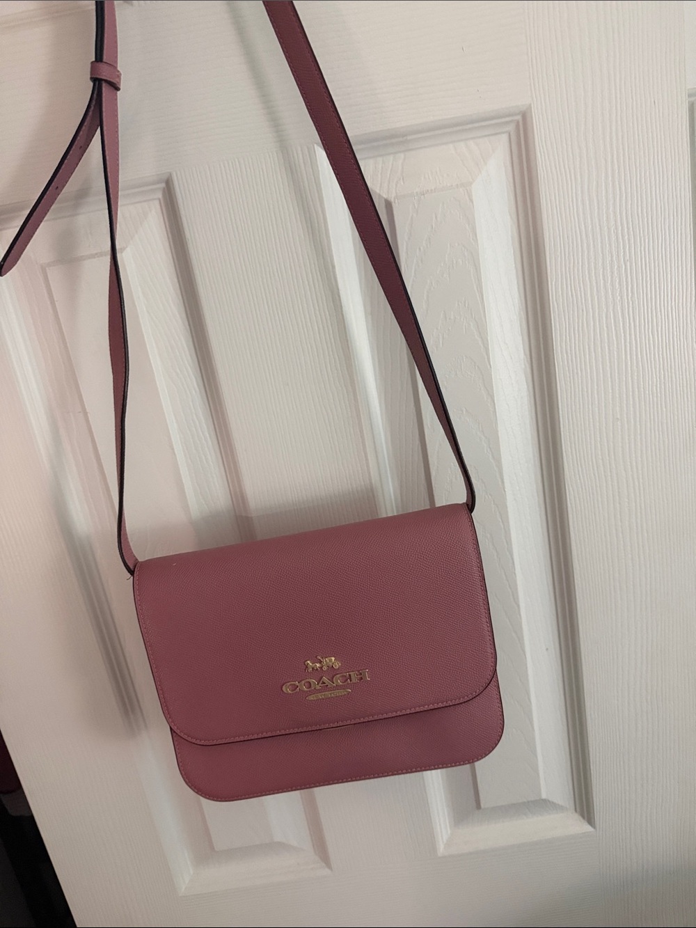 Coach Dusty Rose Leather Crossbody Bag with Gold Logo